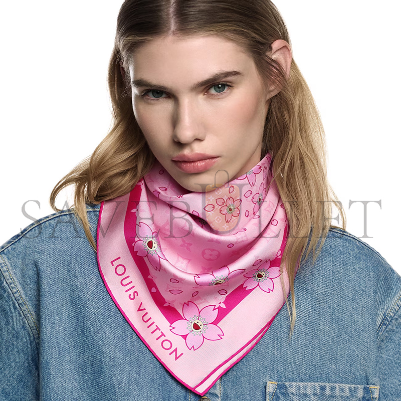 LOUIS VUITTON SCARF MURAKAMI LV X TM MONOGRAM CHERRY BLOSSOM SQUARE 70 M94964 (67*67cm)